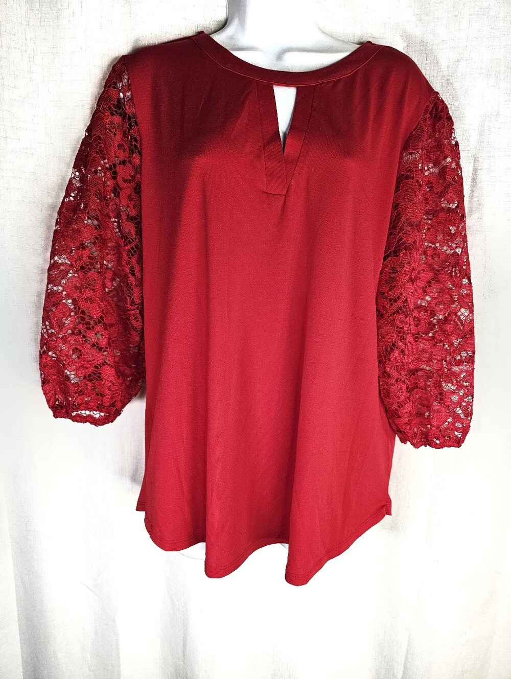 3/$20 Cure PXL Red Lace Sleeve Blouse